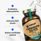 Hondroitīna sulfāts 600 mg skrimšļiem un locītavu kustīgumam no Fuel Up (120 kapsulas)