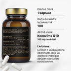 Koenzīms Q10 100 mg (ubihinons) enerģijai un vitalitātei no Fuel Up (100 kapsulas)