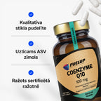 Koenzīms Q10 100 mg (ubihinons) enerģijai un vitalitātei no Fuel Up (100 kapsulas)