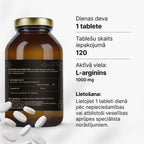 L-arginīns 1000 mg asinsritei un fiziskajai veiktspējai no Fuel Up (120 kapsulas)