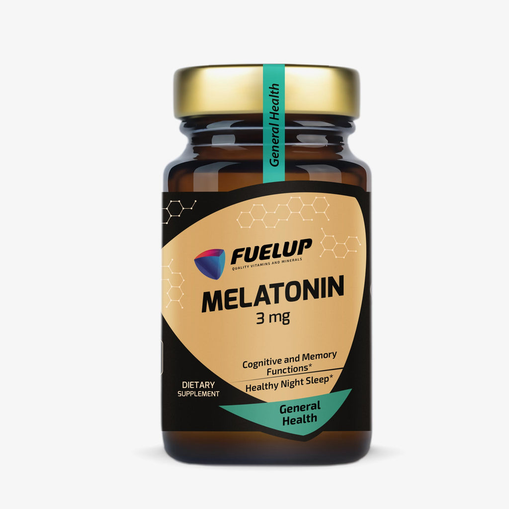 Melatonīns 3 mg ātrākai iemigšanai un laika joslu maiņas radīto sajūtu mazināšanai no Fuel Up