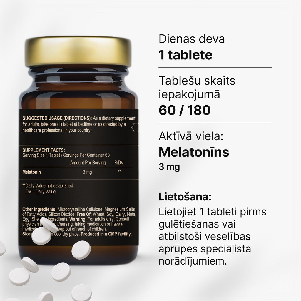 Melatonīns 3 mg ātrākai iemigšanai un laika joslu maiņas radīto sajūtu mazināšanai no Fuel Up