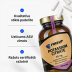 Kālija citrāts 99 mg muskuļiem, nervu sistēmai un asinsspiedienam no Fuel Up (120 kapsulas)
