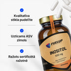Mio-inozitols 500 mg glikozes vielmaiņai un hormonālajam līdzsvaram sievietēm no Fuel Up (90 kapsulas)